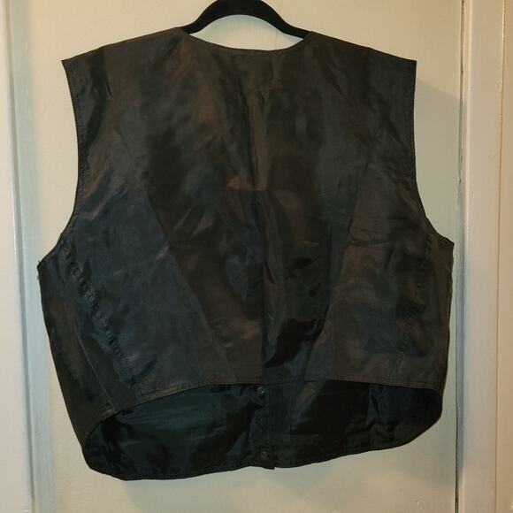 Vintage Womens Black Suede Leather Snap Front Vest Size 20W Ivy Club Distressed - Picture 2 of 6